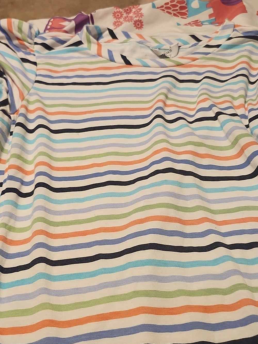 crown & ivy Striped Tee Dress in White, Navy, Light Blue, Orange, Green
